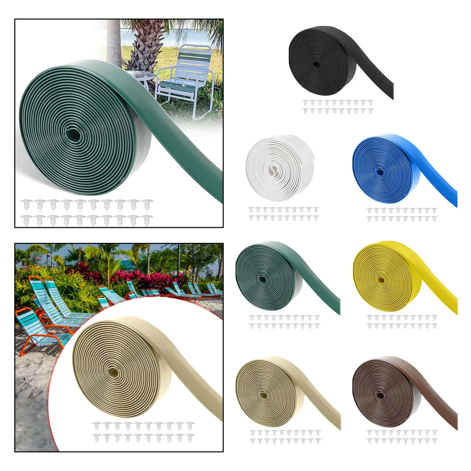 Replacement Chair Vinyl Strap with 20 Rivets DIY Kit for Garden Stackable Plastic Patio Furniture