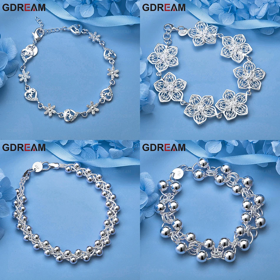 

GDREAM 925 Sterling Silver Cherry Blossom Bracelet Women Charm Fashion Anniversary Gift Jewelry