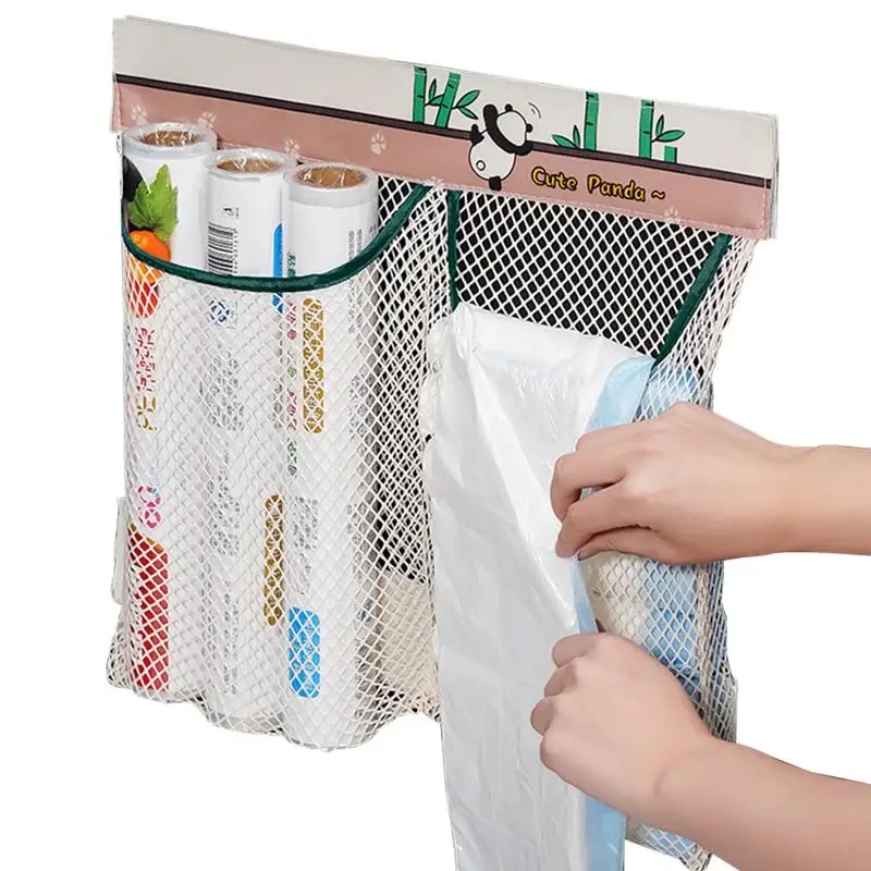 ห้องครัวถุงขยะเก็บสุทธิติดผนังกรองถุงขยะติดผนังถุงเก็บตาข่ายถุงขยะในครัวภาชนะออแกไนเซอร์