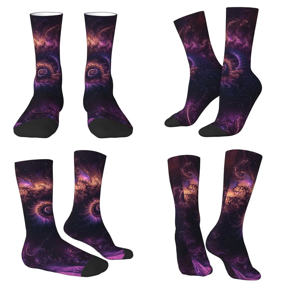 

Mysterious Spiral Cosmic Landscape Galaxy Art Socks Harajuku High Quality Stockings All Season Long Socks for Man Woman