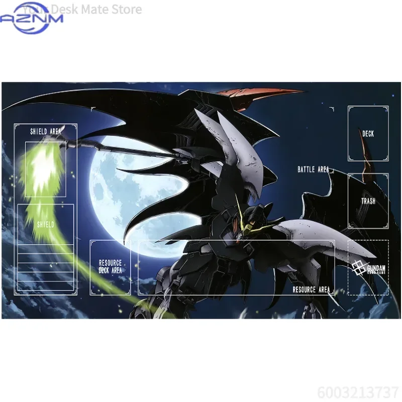 Gundam Wing Zero Anime Playmat Winged Mecha & Anime Characters TCG Playmat, Futuristic Robot Warrior Non-Slip Rubber Card Game T