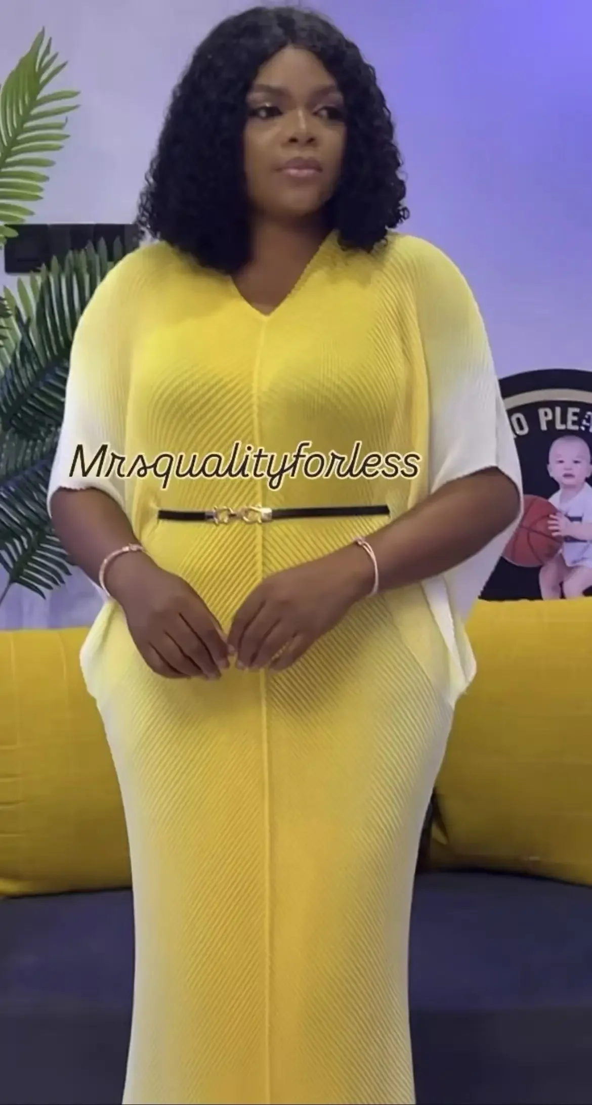 

Miyake V-neck Wholesale New Gradual Change Fish Scale Pleated Dress Bat Sleeve Lace Loose Women's Medium and Long Dress