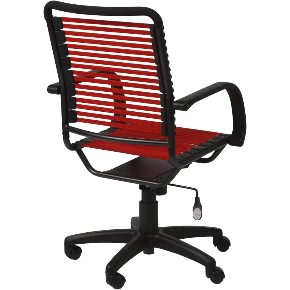 Red Euro-Style Flat High-Back Swivel Office Chair with Graphite Frame and Adjustable Tilt