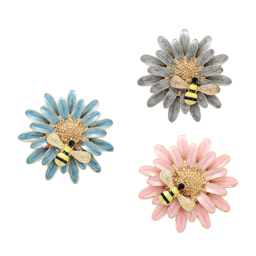 

3 Pcs Enamel Pins Women Alloy Dress Charm Pin Daisy Bee Brooch Flower Pins Daisy Brooch Clothing Accessories