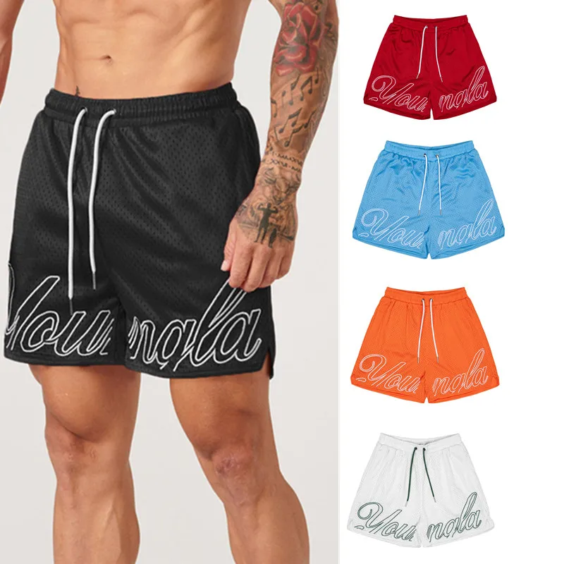 

New Shorts men sports mesh quick-drying trendy brand boxing leg training hole cloth muscle fitness basketball trendy brand pan