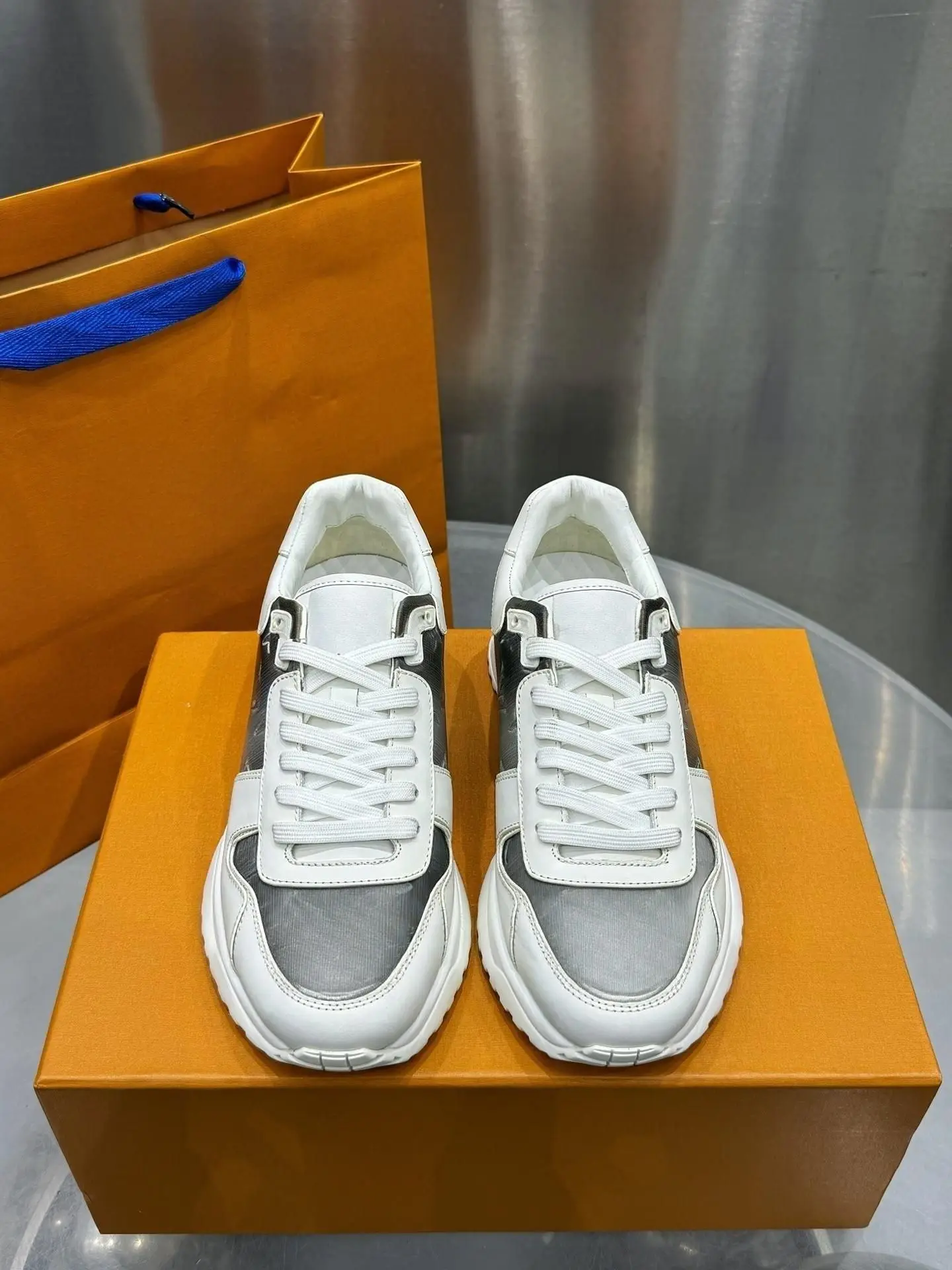 Unisex Retro Style Spliced Leather Skate Shoes, Anti-slip Thick Sole Breathable Fashion Outdoor Walking Jogging Shoes