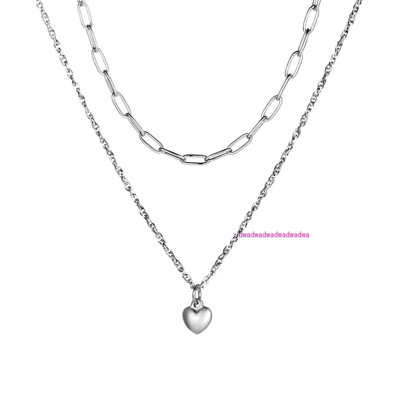 

Titanium steel peach heart necklace women's ins trendy and cool niche double-layer stacked collarbone chain jewelry YL415
