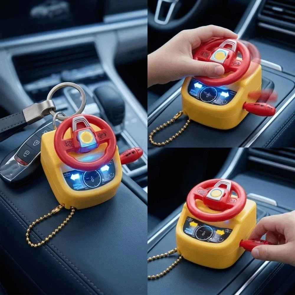 Mini Fidget Keychain Various colors Rotatable Simulated Steering Wheel Shiftable Illumination Backpack Hanging Ornament