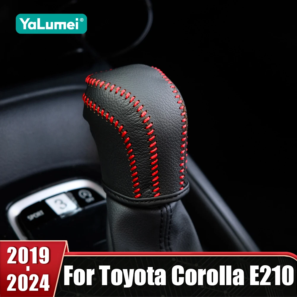 

Leather For Toyota Corolla E210 2019-2022 2023 2024 Hybrid Car Gear Head Shift Knob Cover GearShift Collars Case Accessories