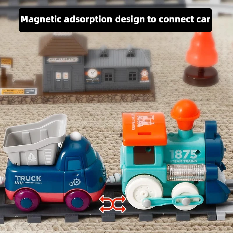 Electric Rail Train Toy for Youngster,Classic Track Train Car Christmas Toy for Boys Girls,Lights & Sounds Perfect Birthday Gift