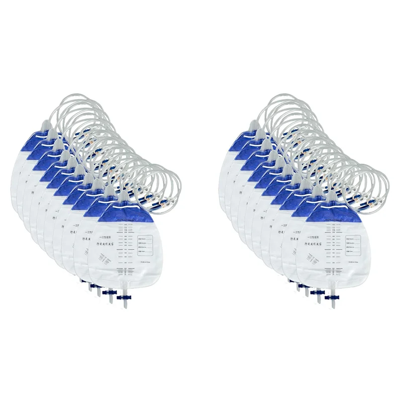 

【Горячие продажи!】Мешки для мочевого дренажа с дренажной трубкой 48 дюймов, зажимами и крючком для подвешивания, мешки для мочи с антирефлюксной камерой, 1500 мл 2