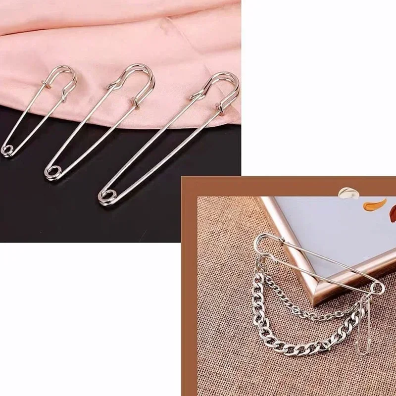 10 قطعة دبابيس أمان من الفولاذ المقاوم للصدأ أدوات خياطة ذاتية الصنع إبر إكسسوارات دبوس أمان كبير بروش صغير إكسسوارات الملابس #6