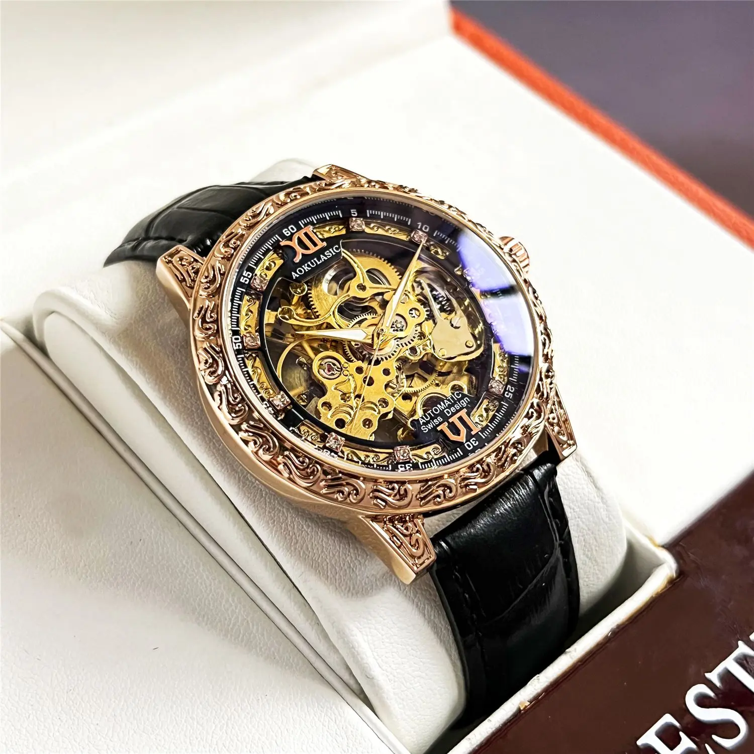 ساعة ميكانيكية أوتوماتيكية فاخرة وخفيفة الوزن للرجال، ساعة رجالية عصرية كاجوال أنيقة للأعمال، هذه الخيار الأول للهدايا