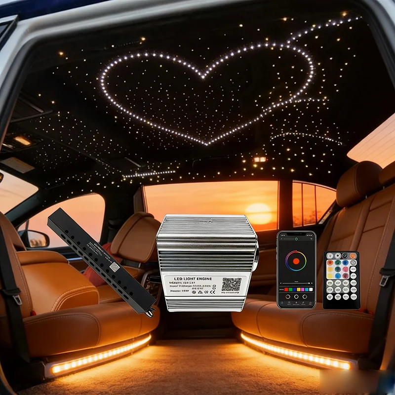Car Roof Starry Meteor new Twinkle RGBW  sky Ceiling Fiber Optic Star Light Kit app  Shooting LED Combination lamp Cable Effect