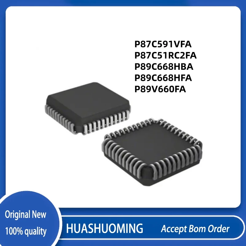 5Pcs/Lot   NeW  P87C591VFA  P87C51RC2FA  P89C668HBA  Test Pass P89C668HFA       P89V660FA  PLCC-44