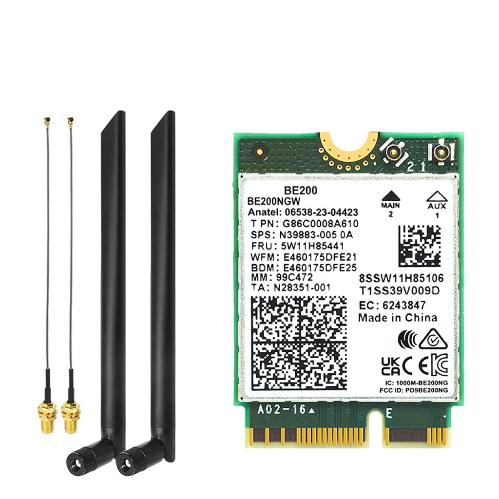 Imagem -06 - Adaptador de Rede sem Fio para pc Be200 Wifi Card Be200ngw Compatível com Bluetooth 5.4 Tri Band 2.4g 5g 6ghz M.2 Windows 10 11