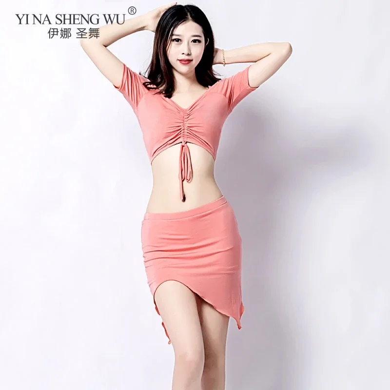 

Сексуальный костюм для взрослых женщин, профессиональный костюм для танца живота, топ с разрезом, длинная юбка, одежда для восточной практики, одежда для выступлений