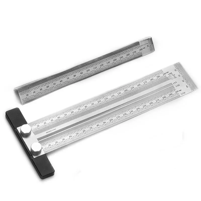 High-precision Scale Ruler T-type Hole Ruler Stainless Woodworking Scribing Mark Line Gauge Carpenter Measuring Tool