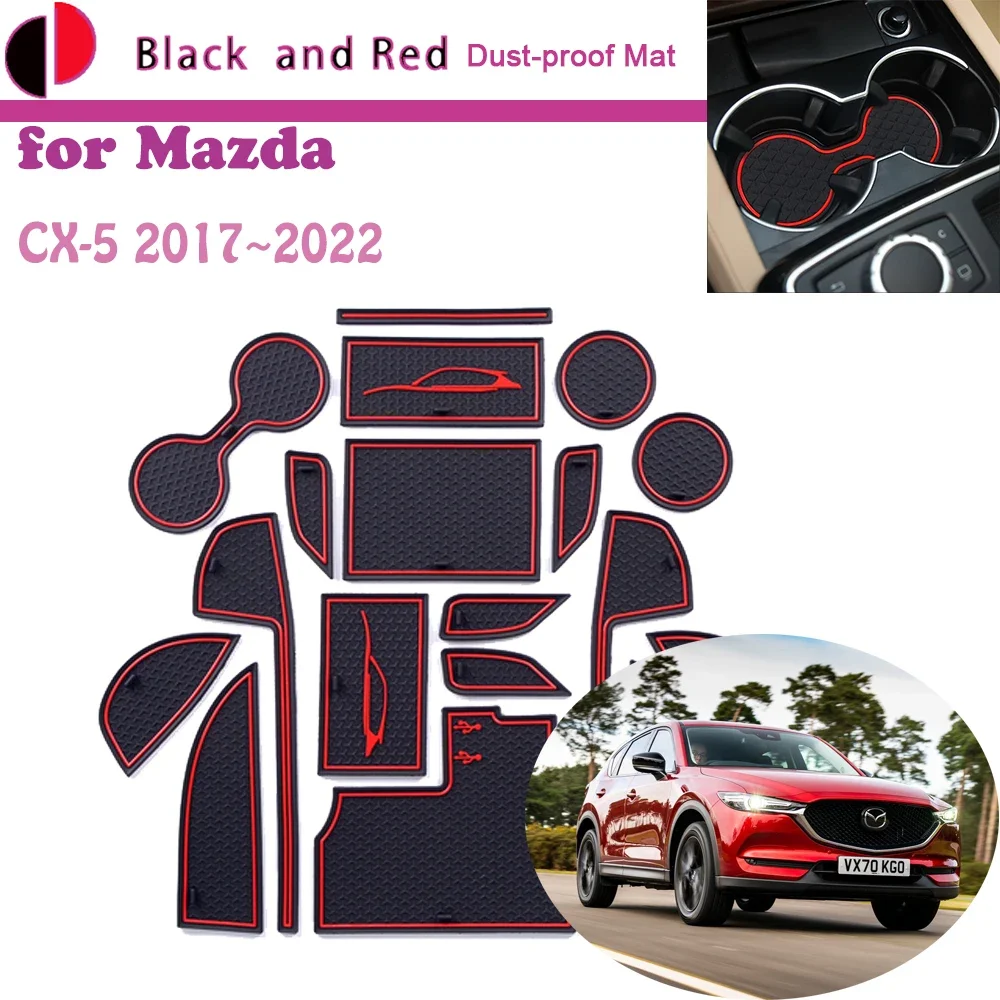 

Rubber Door Groove Mat for Mazda CX-5 CX5 CX 5 KF 2017~2022 2018 Cushion Gate Storage Slot Coaster Dust-proof Car Sticker Pad