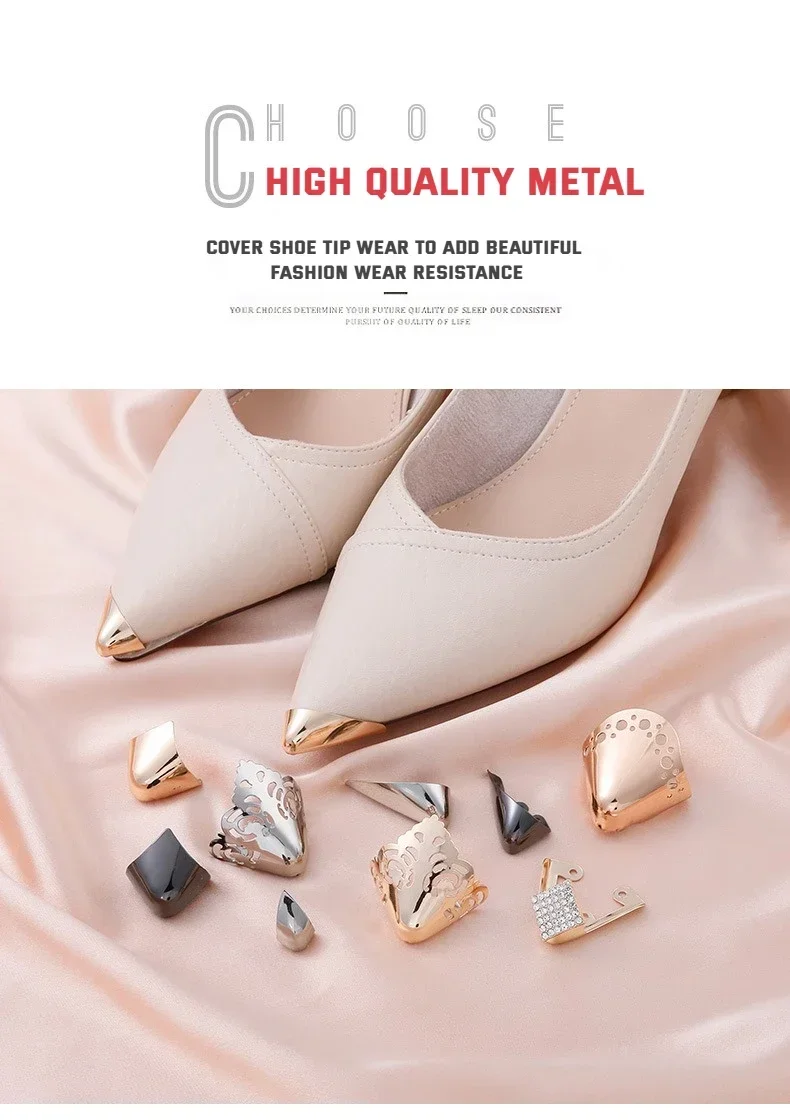 Frauen High Heel Metall Kappe Kappe Tragen und Reißen Concealer Anti-kicking Leder Schuhe Punkt Schutz Flache Schuh Tipps kappe Accessorices – Detail 4