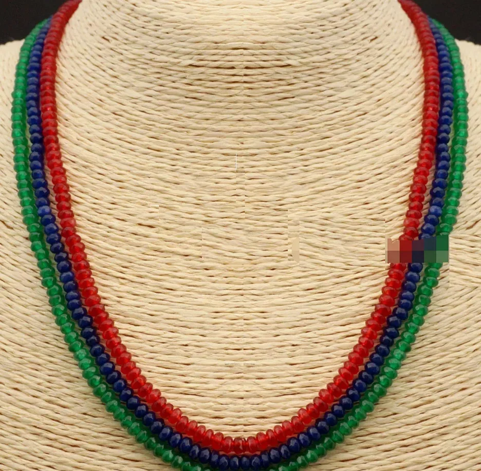 

Новое ювелирное ожерелье, 3 ряда, 2x4 мм, граненое многоцветное ожерелье с драгоценными камнями Rondelle, 17-19 дюймов