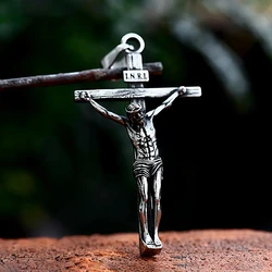 Punk Vintage Cross Jesus Necklace Stainless Steel Amulet Pendant Necklace For Men Fashion Biker Jewelry Gifts Dropshipping