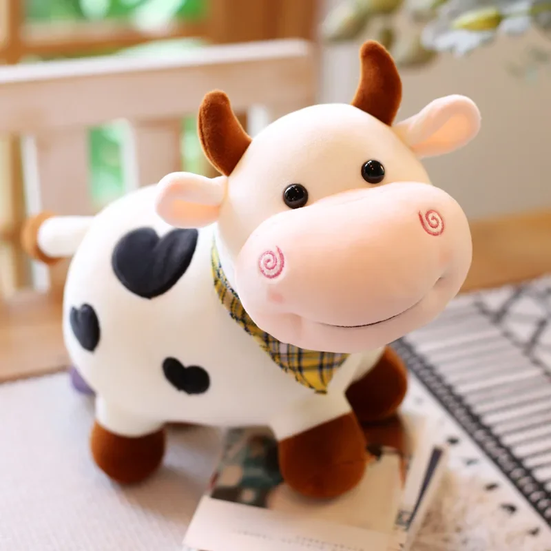 25cm Kawaii Cow Plush Toys Pillow Soft Stuffed Cute Animals Doll Cartoon Cattle Plush Doll Home Decor Birthday Gift For Girls