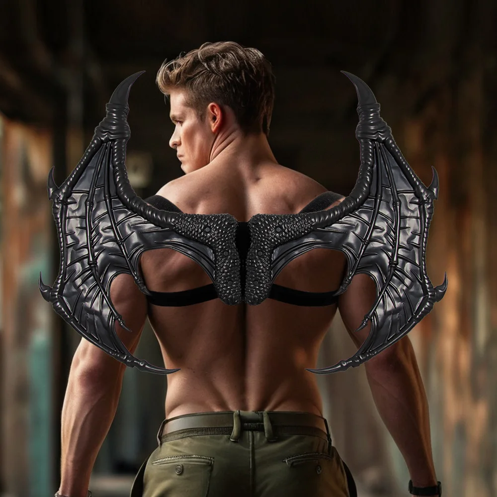 Ali di drago di Halloween per adulti - Accessorio per costume cosplay, Ali per feste di fantasia scura, Oggetti di scena per foto di festival, Costume LARP