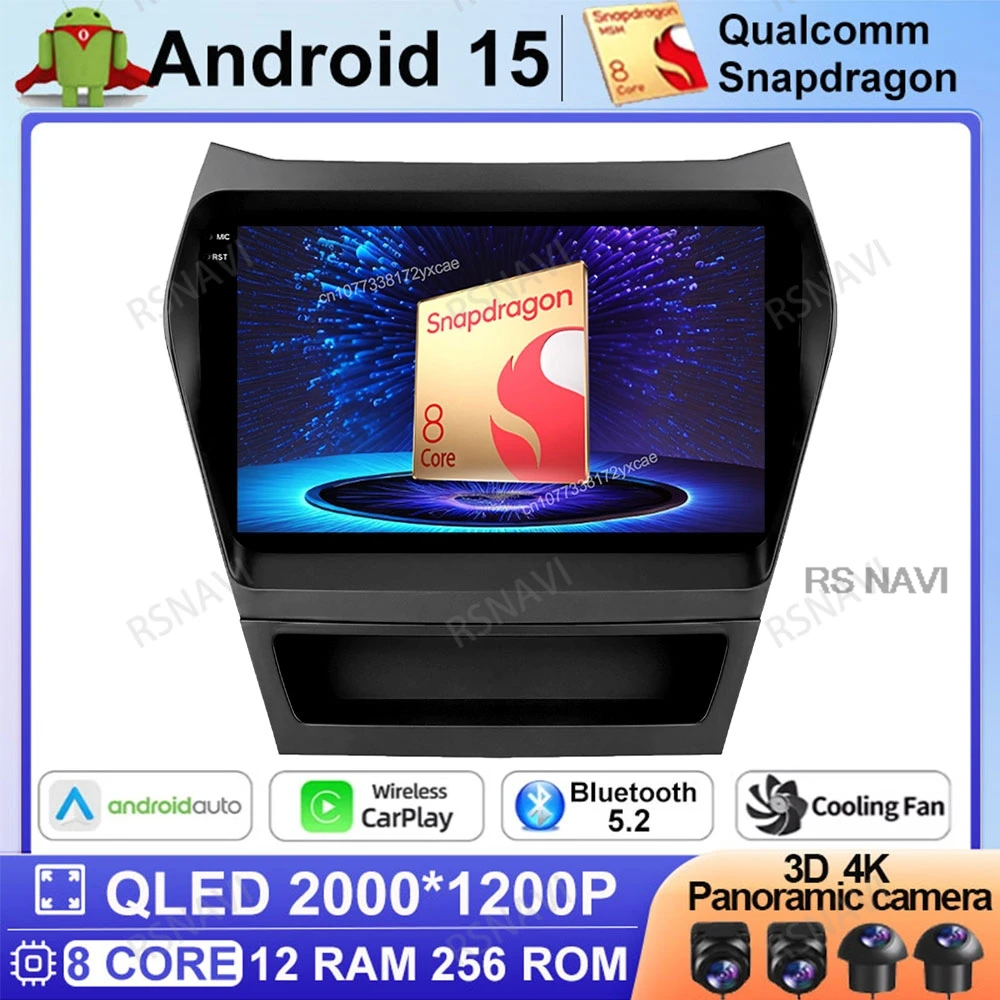 

Android 15 Car Radio For Hyundai Ix45 Santa Fe 2013 2014 2015 2016 2017 4G LTE BT Qualcomm Multimedia 5G WIFI Head Unit GPS DVD