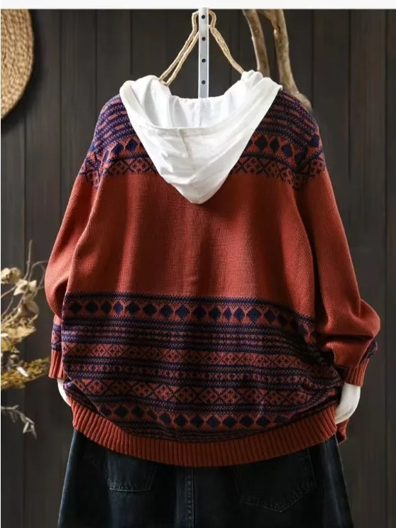 루즈핏 캐주얼 니트 면사 오픈 가디건 자켓 가을 신상 에스닉 스타일 브랜드 맞춤 제작 단품 중국산