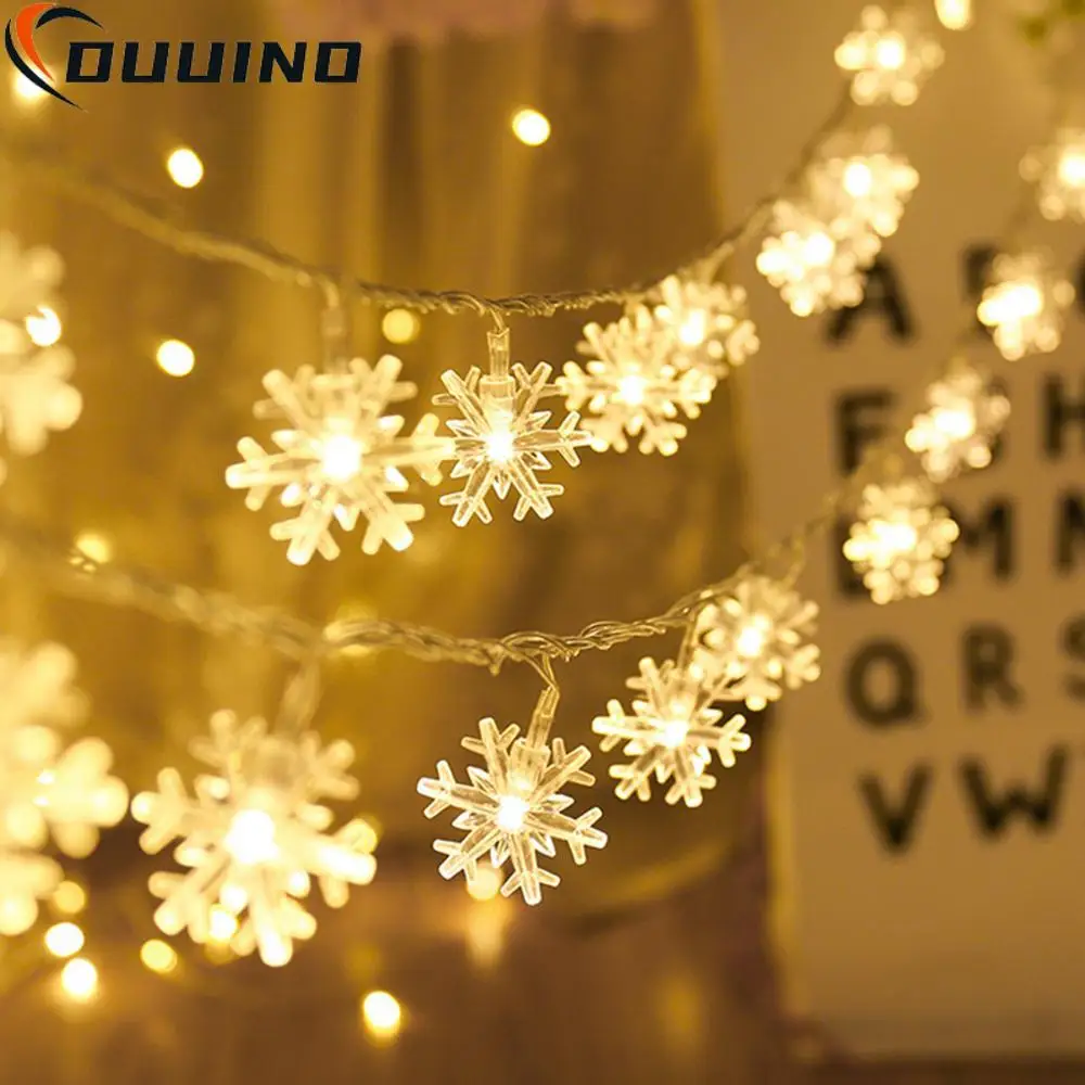 Snowflake LED String Light para Home Decor, Fairy Warm White Guirlanda, Luzes de Natal, Decoração do casamento