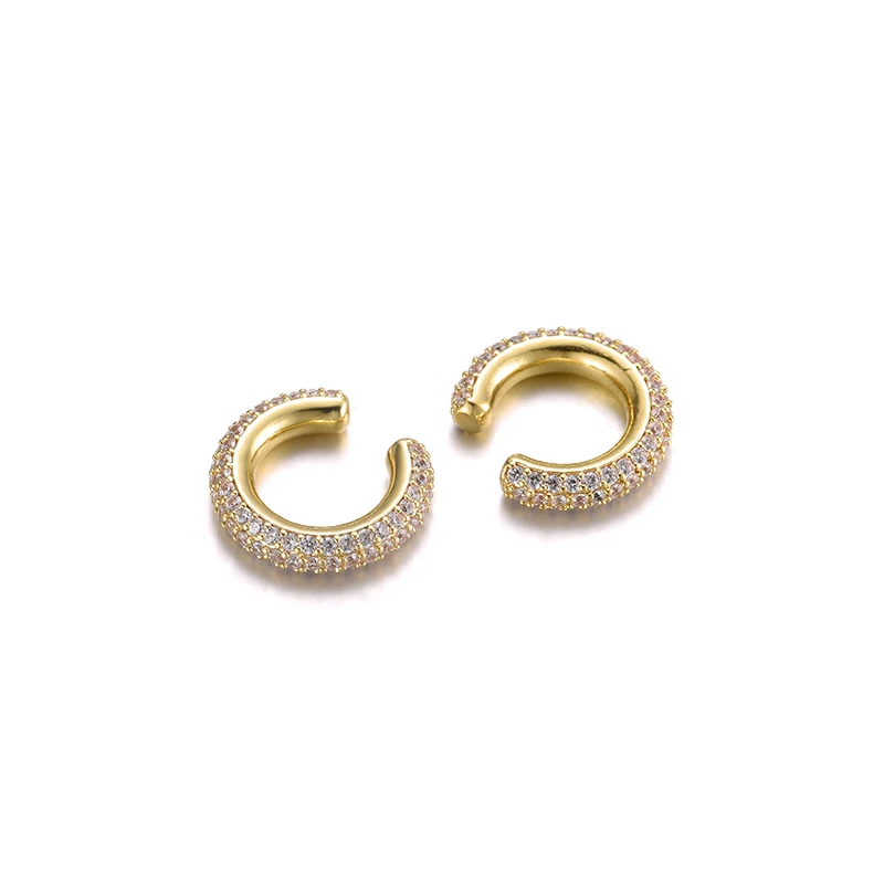 IPC Round C Shape Cartilage Clip Earrings For Women Fake No Pierced Earrings AAAA Zirconia Geometric Jewelry Gold Silver Color