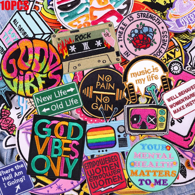 10/20/30/40/50PCS Random Cartoon/Colorful Letter Embroidered Patches Iron On Patches For Clothing Thermoadhesive Patches Sew DIY