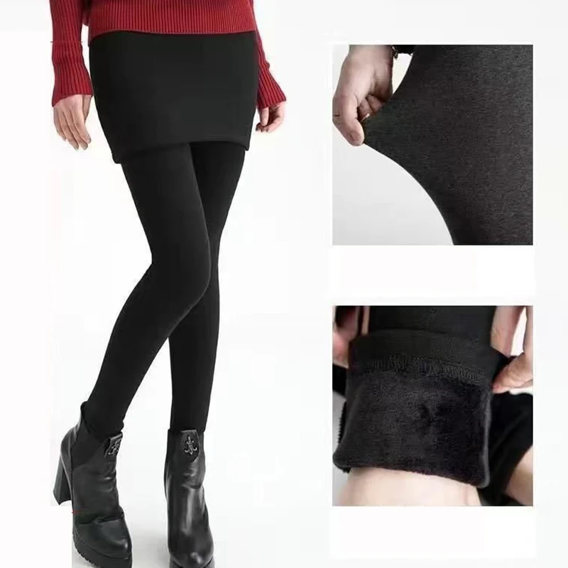 กางเกงเลกกิ้งบุขนหนานุ่มสำหรับผู้หญิง ใส่กันหนาว ทรงสกินนี่ เอวสูง ใส่สบายๆ ในชีวิตประจำวัน