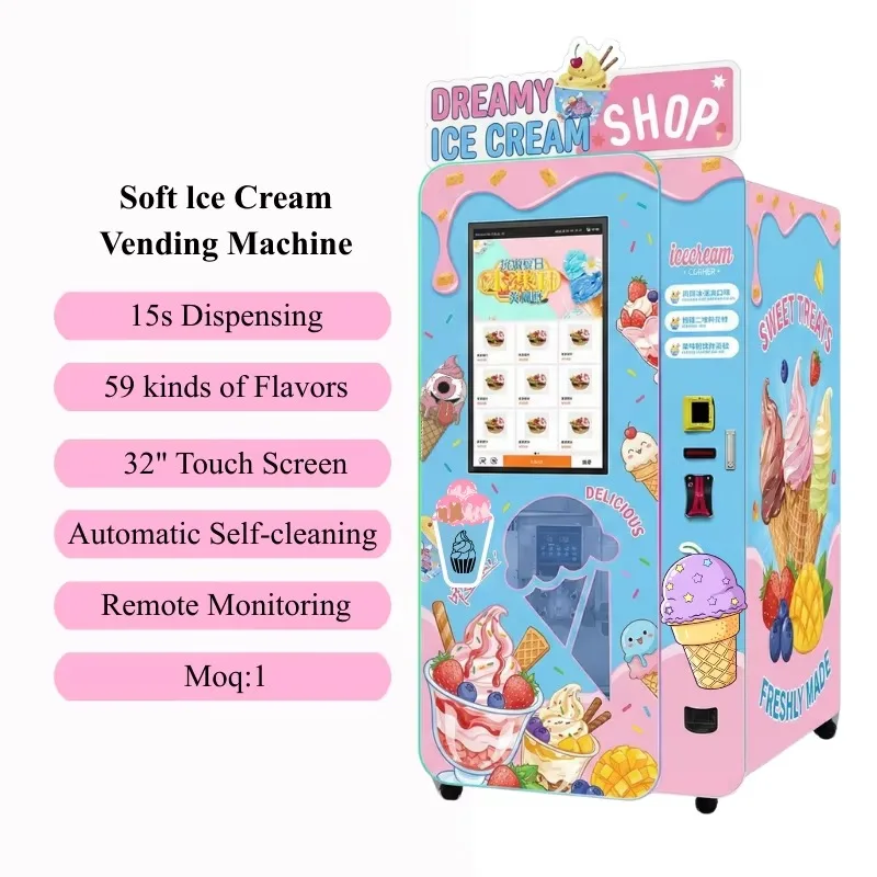 Smart Commercial Ice Cream Vending Machine Support Remote Monitor Self Service Ice Cream Maker Machine for High Profit Business