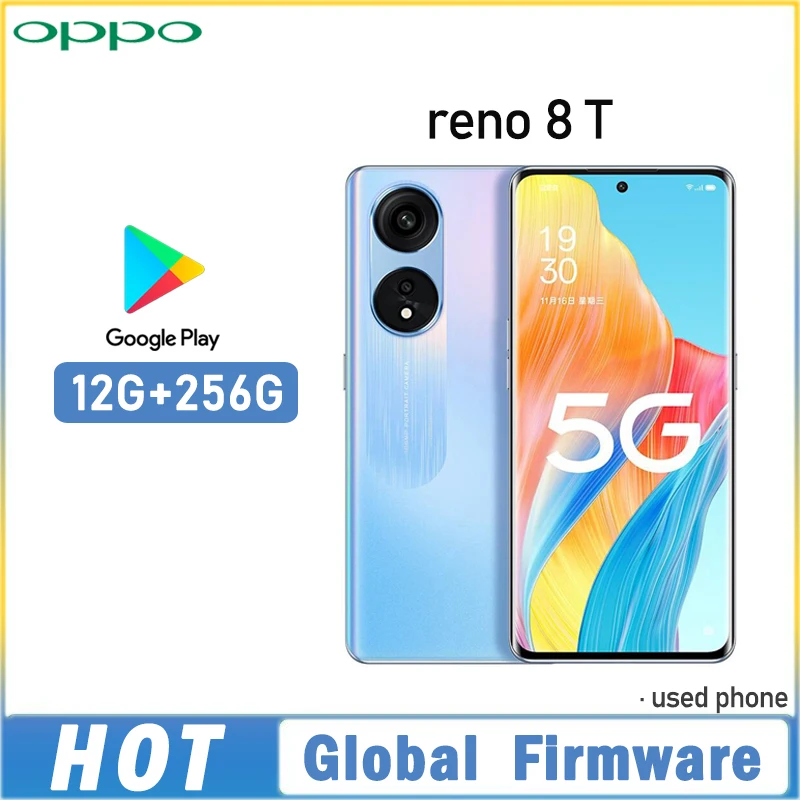 Global Firmware OPPO Reno 8T 5G Smartphone camera 108MP ColorOS 13 Snapdragon 695 RAM 12GB ROM 256GB 4800mAh used phone
