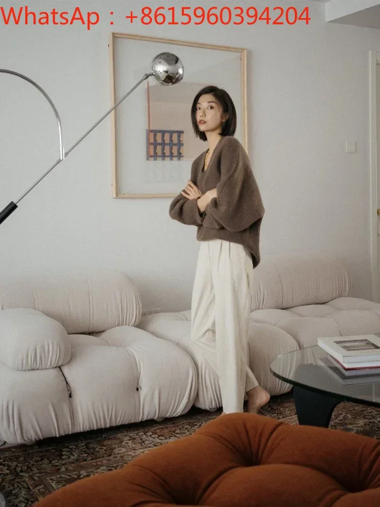 

Customized Italian module, light luxury fabric sofa, designer's creative combination, simple living room for three people