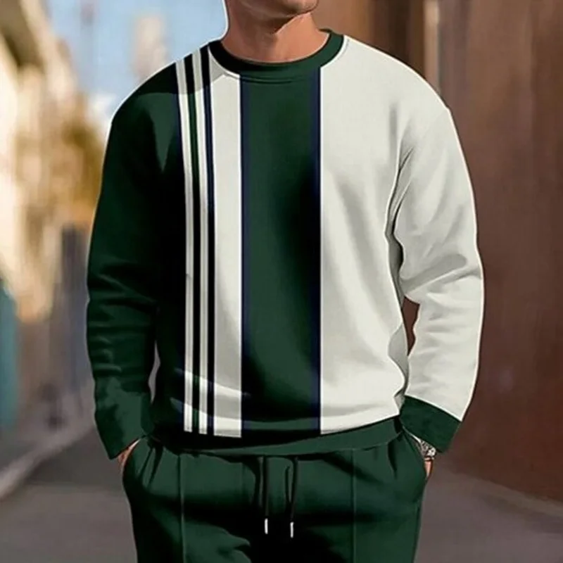 

Men's Simple Geometic Graphic O-Neck Sweatshirts 3D Print Long Sleeve Casual Pullover Tops Autumn Fashion Outdoor Street Clothes