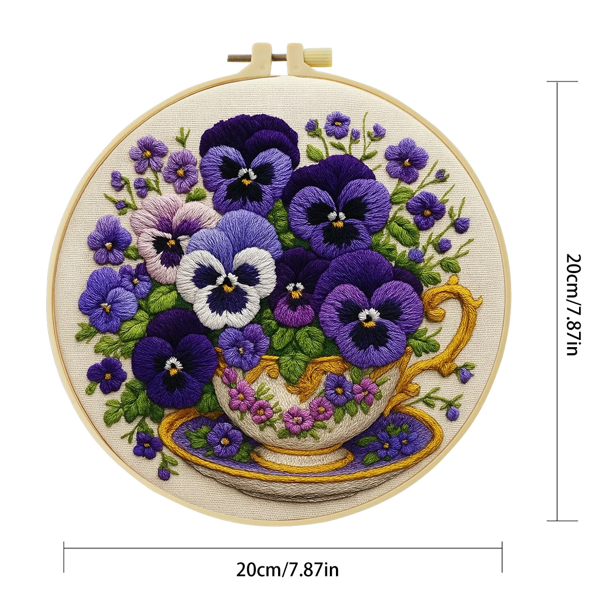 1 Stück 20X20CM/15X15CM 7,87/6,3 Zoll Stickerei-Starter-Kit DIY-Kit Heimdekoration, Blumen, Stickerei-Kit – Detail 4