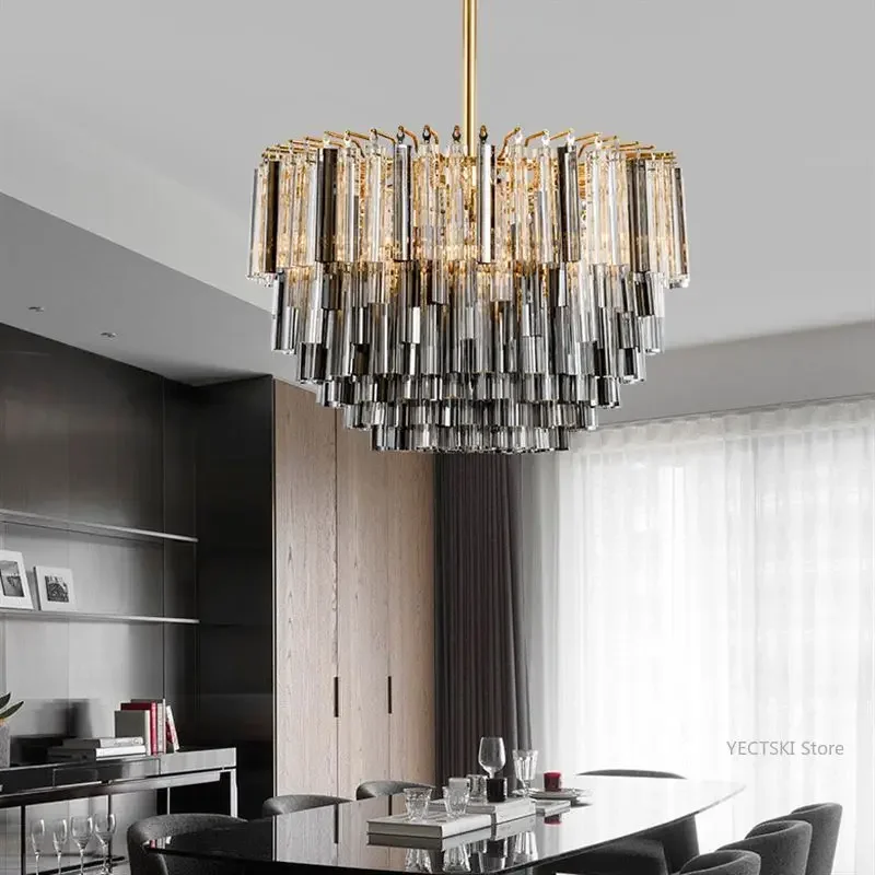 GHJUYIOL Modern crystal chandelier, creative and atmospheric, duplex building, Nordic minimalist, light luxury, club living room