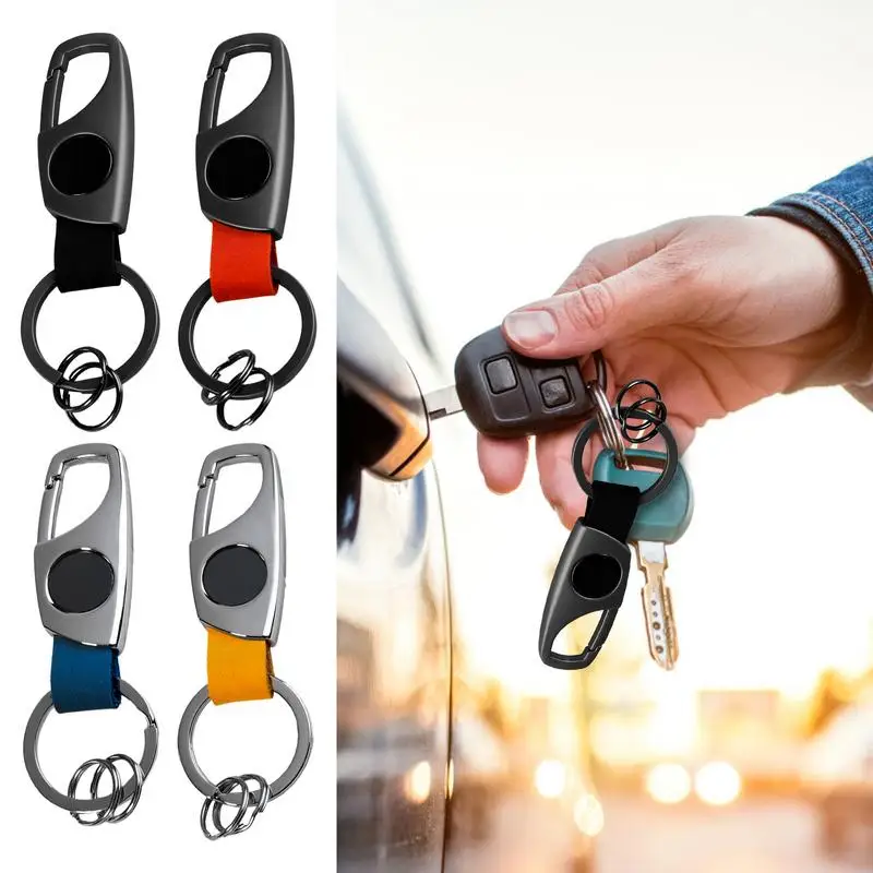 Metal Car Keychain Handcraft Key Ring Lanyard Trendy Metal Leather Keychain For Home Keys Men Women Children Adults