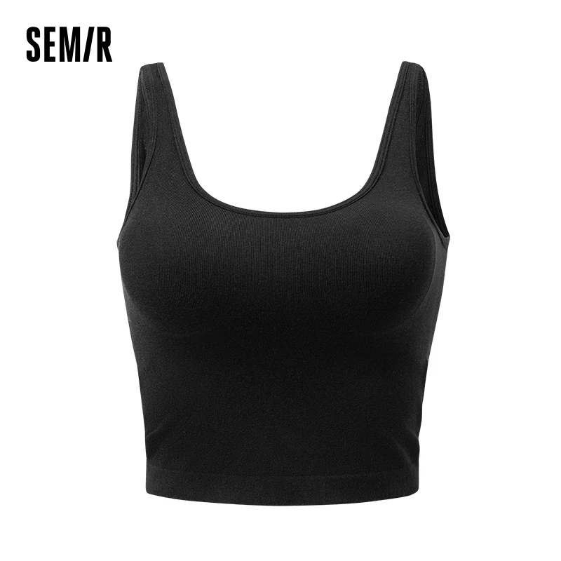 Semir Vest Women Integrated With Built-In Bra Strappy Wireless Bra Underwear Solid Color Base Layer Inner Wear Wearable Outside