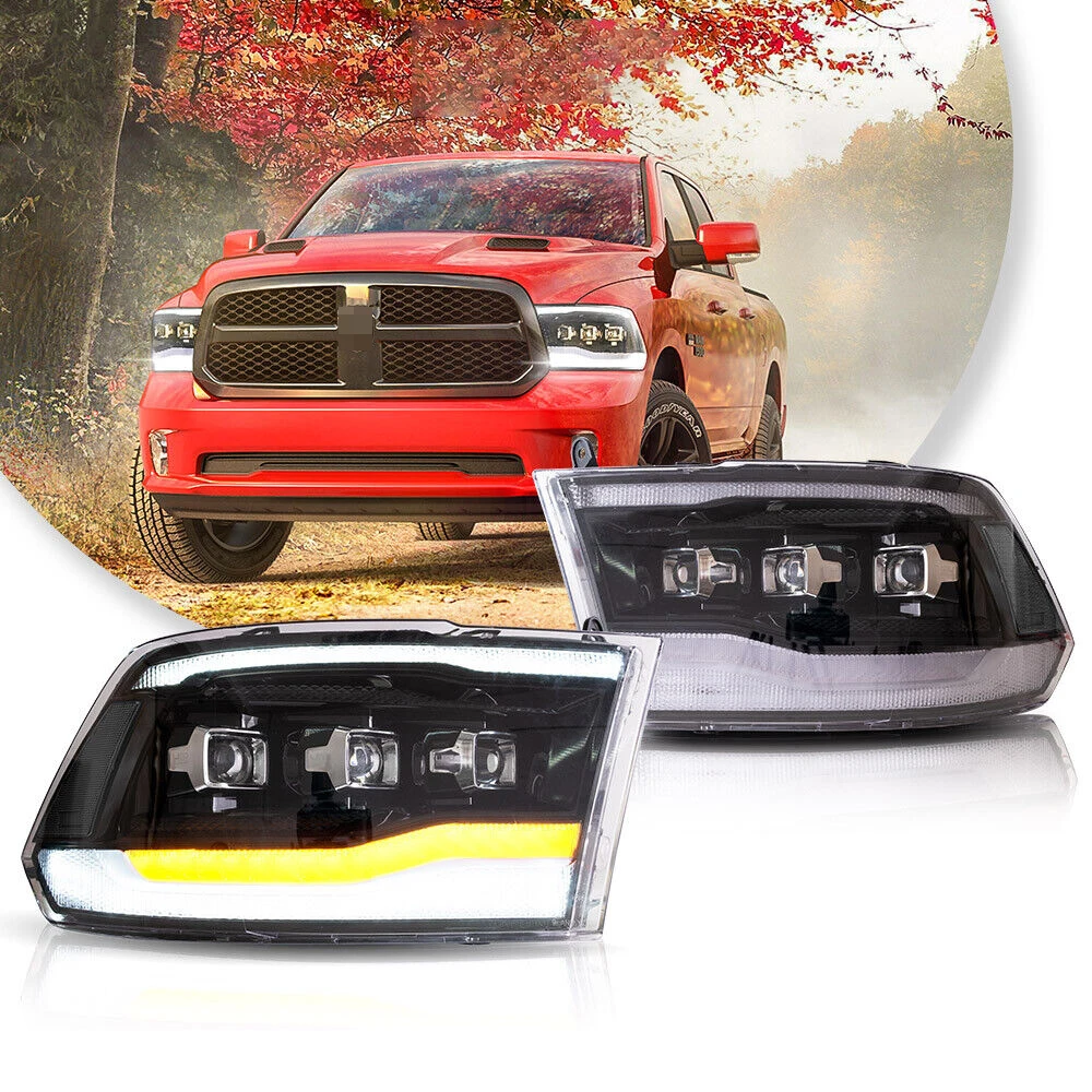 

Car Styling Pair Of Car Headlight Assembly For Dodge Ram 2009-2018 LED Head Lamp Car Tuning Light Parts Plug And Play