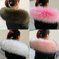 Winter 100% Natural Raccoon Fur Scarf Women's Coat Hat Keep Warm Trim Straight Collar Real Raccoon Scarves Decorate Luxury Shawl