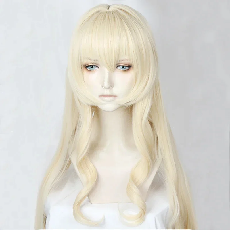 Goblin Slayer Onna Shinkan Priestess 100cm Long Milk Blonde Heat Resistant Hair Cosplay Costume Wig   Free Wig Cap