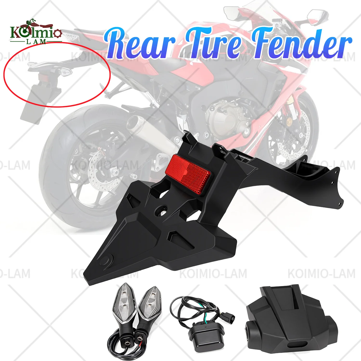 

Fit For Honda CBR1000RR 2017 - 2024 Motorcycle Rear Tire Fender License Number Plate Light Frame Holder Bracket Turn Signal
