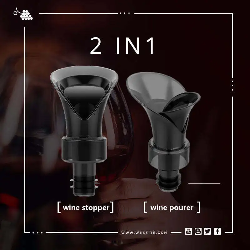 2 In 1 Red Wine Stopper Aerating Pourer for Red Wine Flower Shape Pouring Decanter Silicone Wine Keep Fresh Seal Bottle Stopper