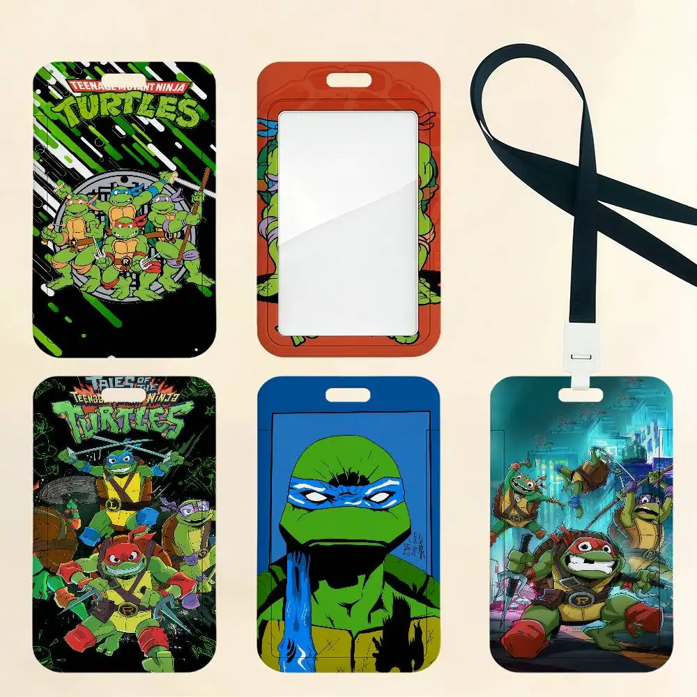 T-Teenage Mutant Ninja T-Turtles Card Holder Cardcase Bus Subway Work Permit Student Lanyard Neck Straps Badge Holder Door Card