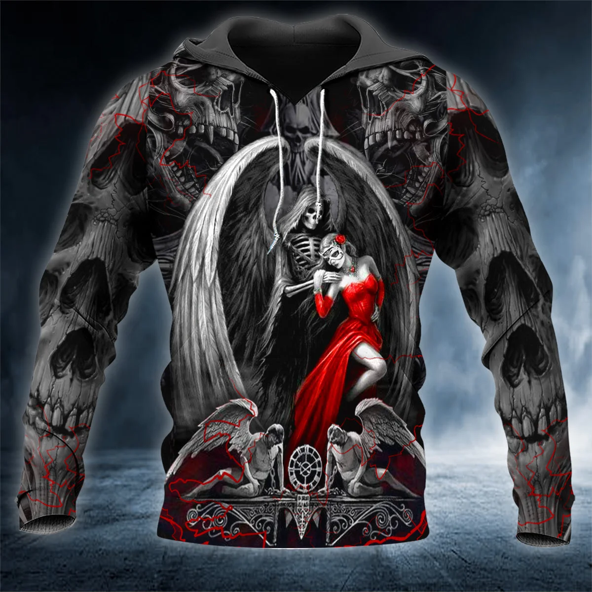 Autumn Winter 3D Print Skeletor Hoodie Men Casual Goth Punk Horror Skull Cool Vintage Oversize Long Sleeve Pullover High-quality