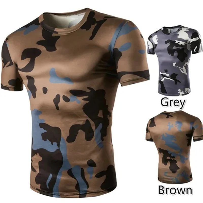 Camouflage Shirt Short-sleeved Riding Suit Quick-drying Military Tactics T-shirt Men\'s Compression T Shirts Fitness Summer Tops